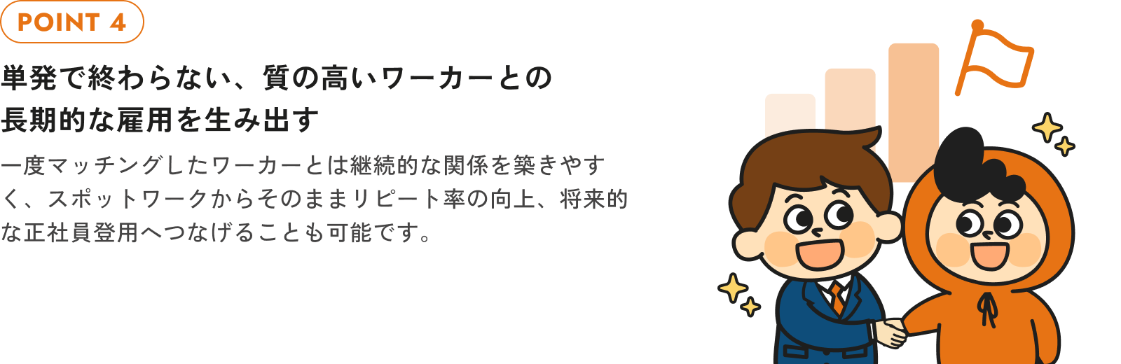長期的な雇用関係を表すイメージ